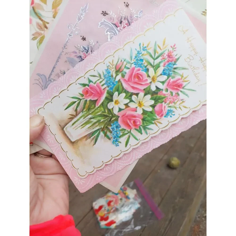 52 Vintage Ephemera Greeting Cards Grannycore Floral Lot Junk Journal Crafts
